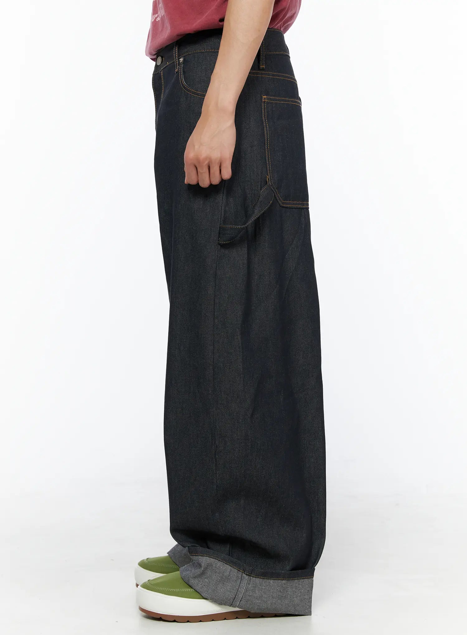 Men's Washed Wide Leg Jeans IL510