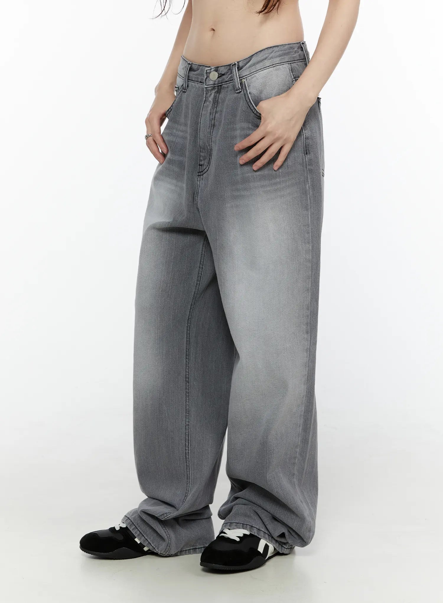 Nyx Gray Wash Wide Leg Jeans CG504