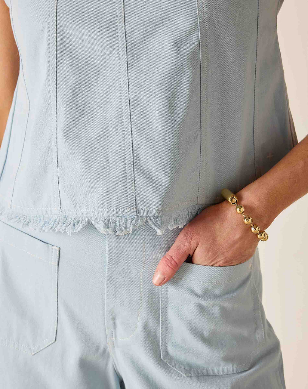 Luna Twill Paneled Top