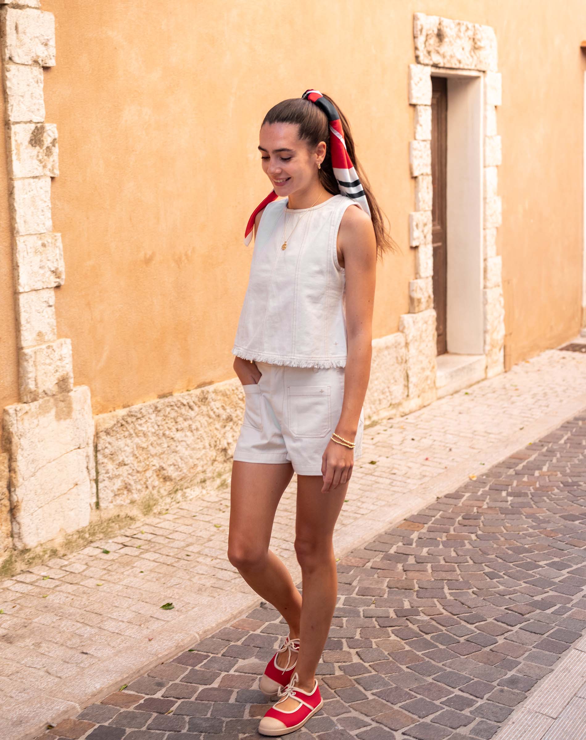 Luna Twill Paneled Top