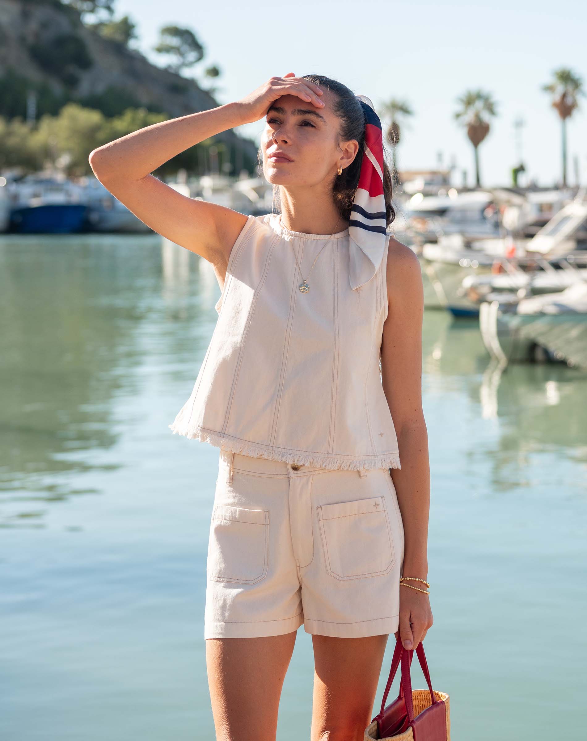 Luna Twill Paneled Top