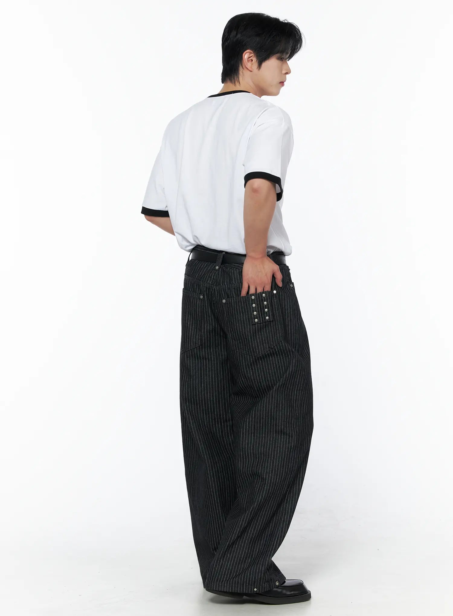 Men's Alexis Striped Wide Leg Jeans IU523