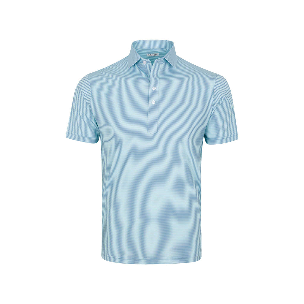 Featherweight Flex Polo Middleton Sage with Navy Stripe