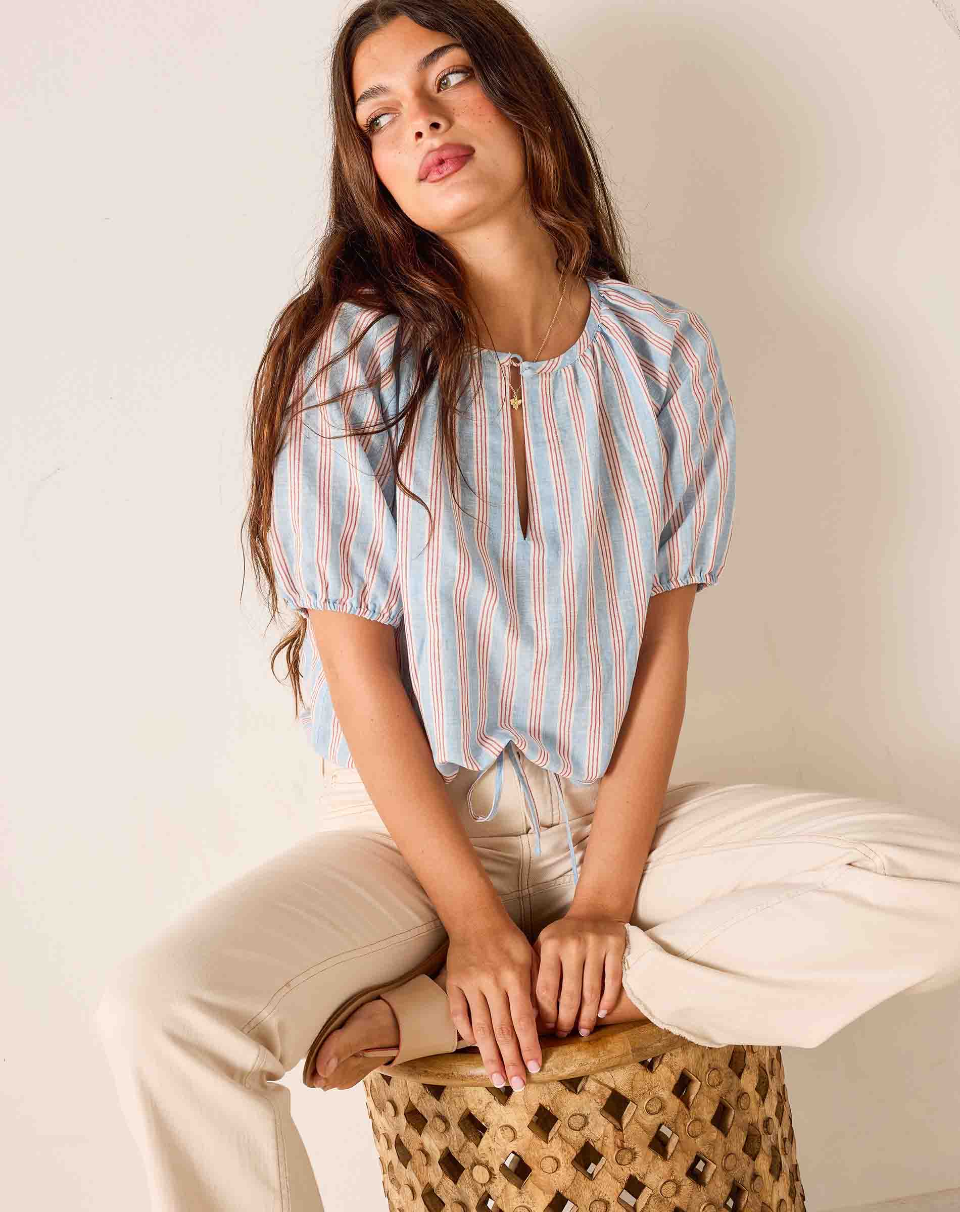 Poète Short Sleeve Linen Top