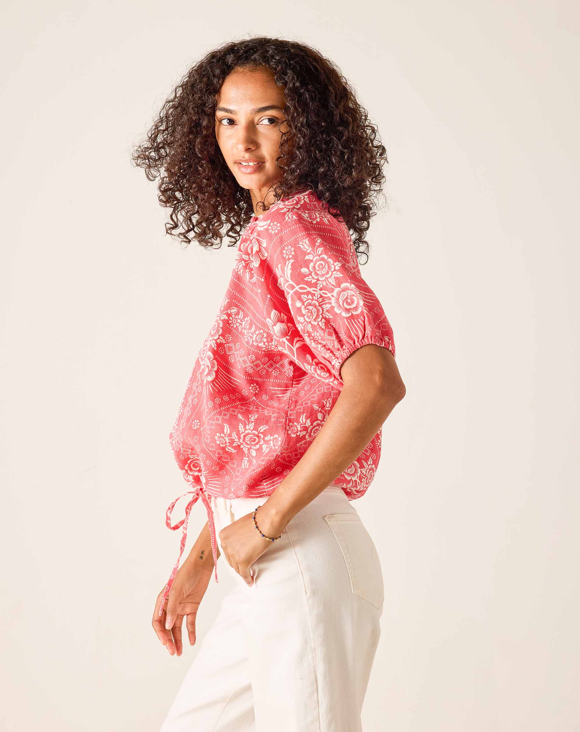 Poète Short Sleeve Linen Top