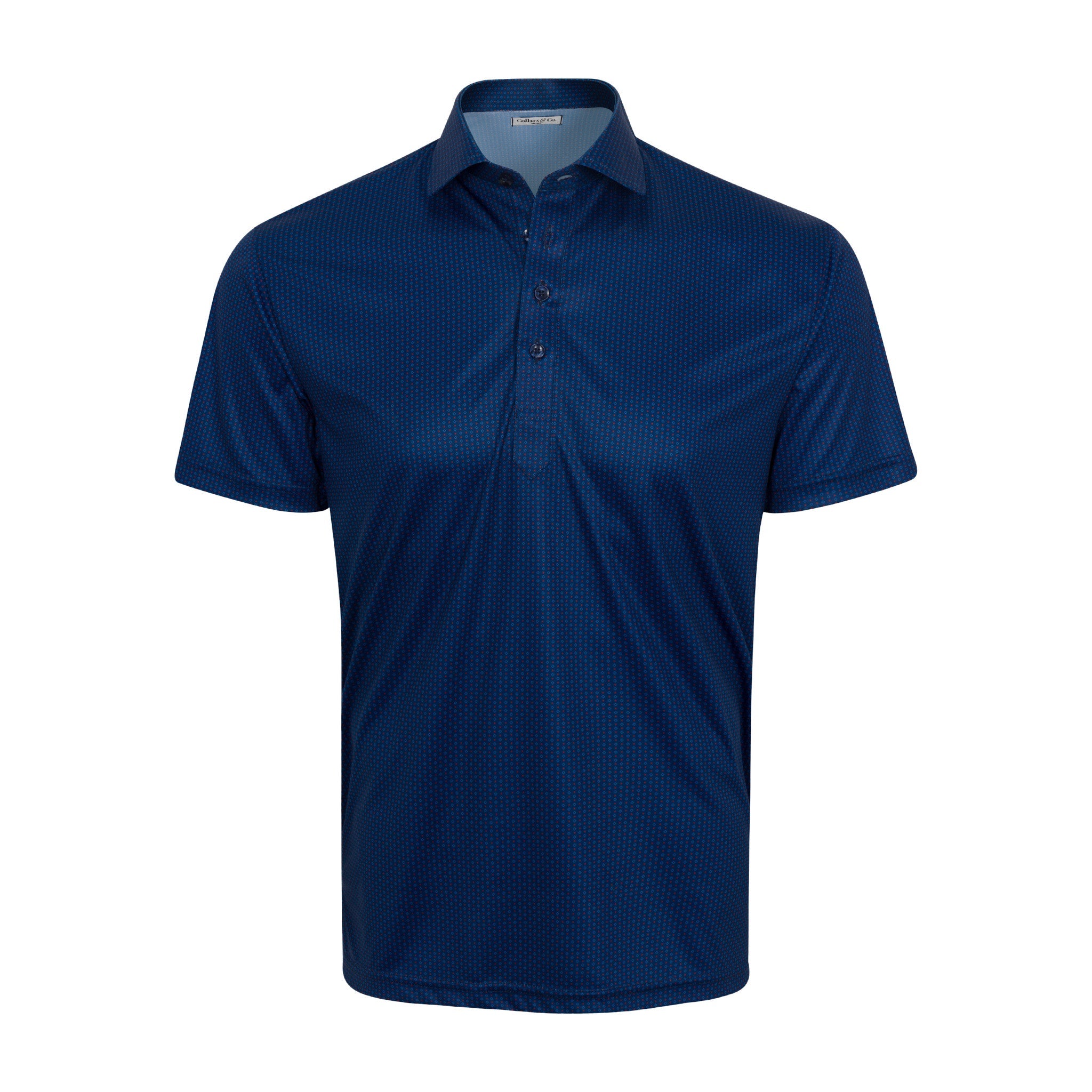 Semi-Spread Collar Polo Diamond Dot Red and Navy