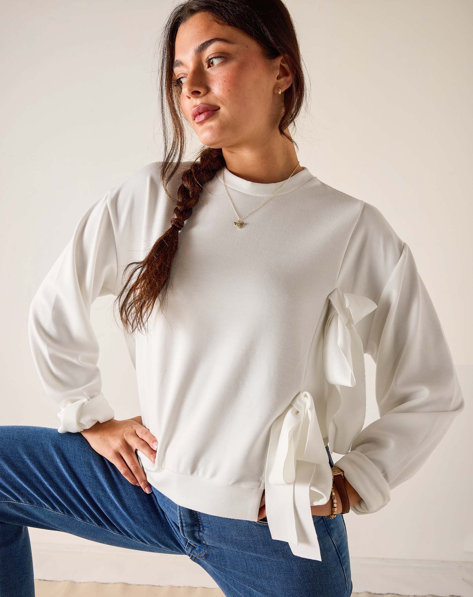 Simone Bow Crewneck Sweatshirt