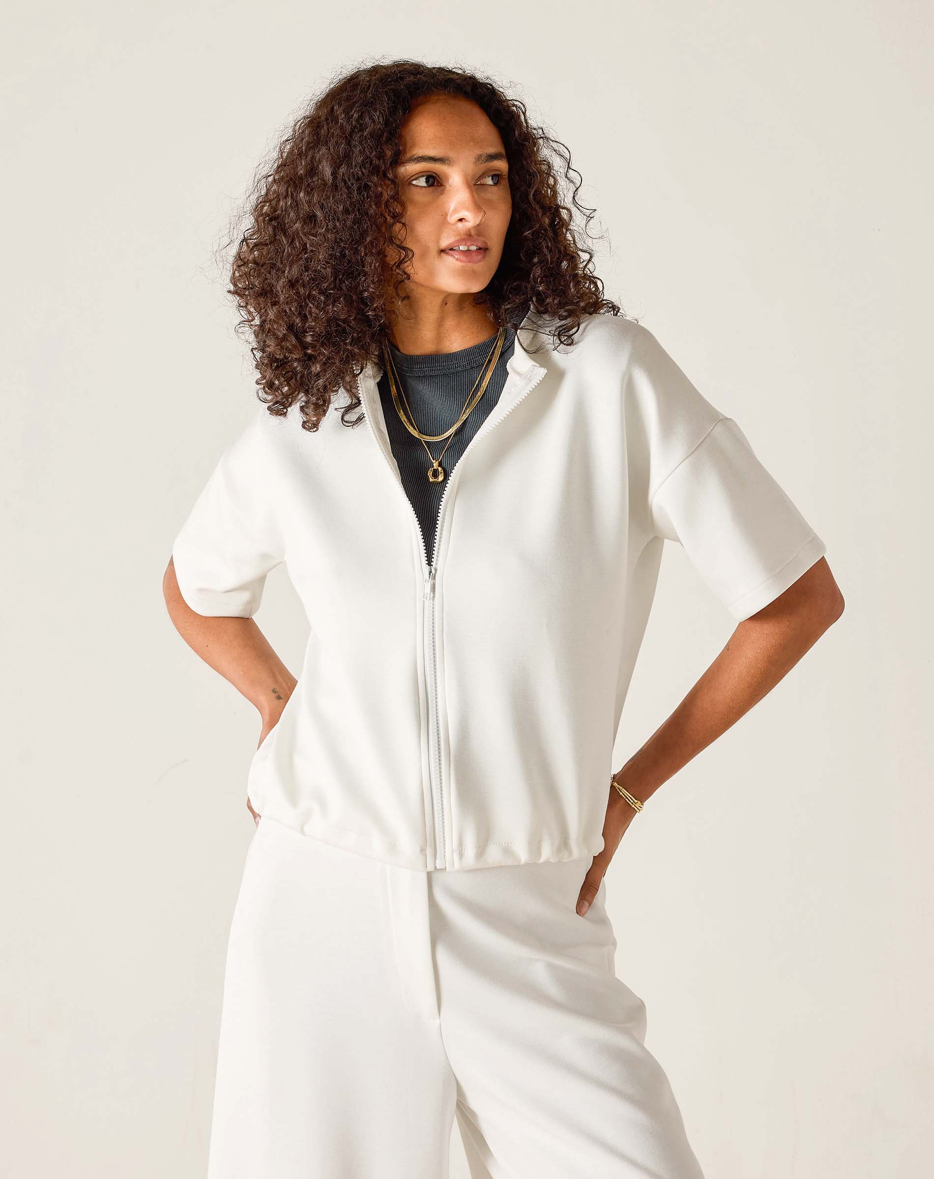 Simone Short Sleeve Zip-Up Jacket