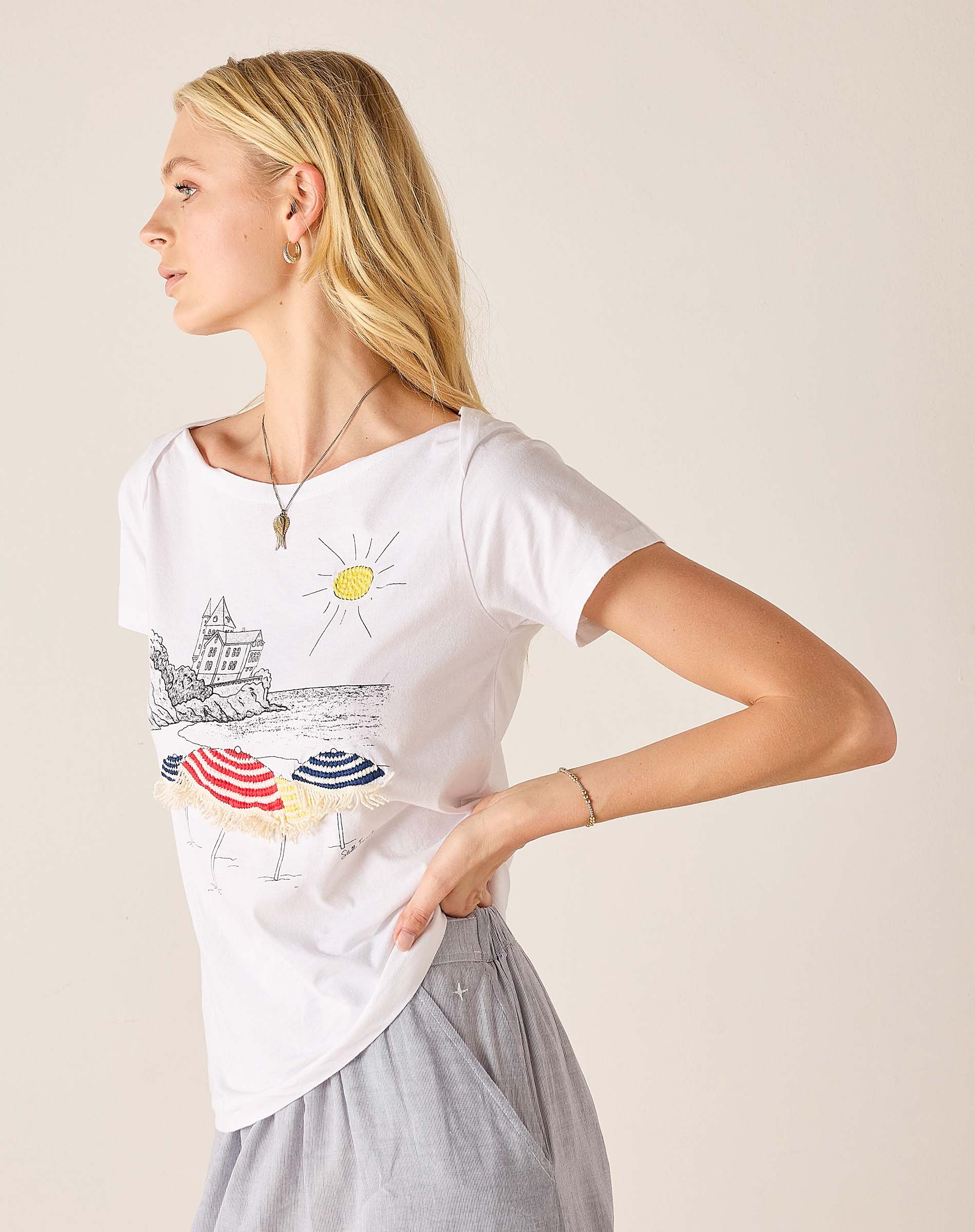 Summer Day Embroidered Tee