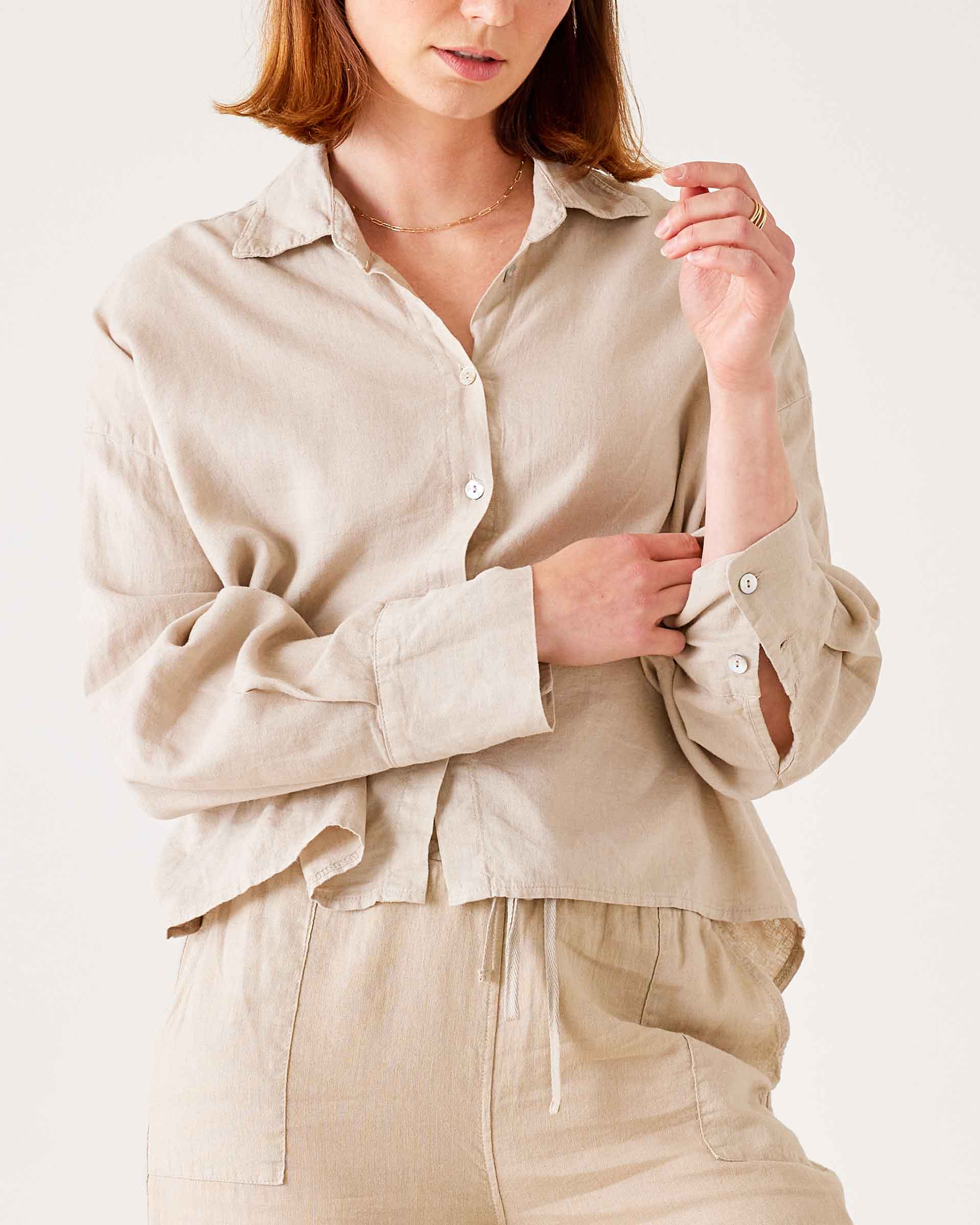Hermosa Linen Boxy Button Up