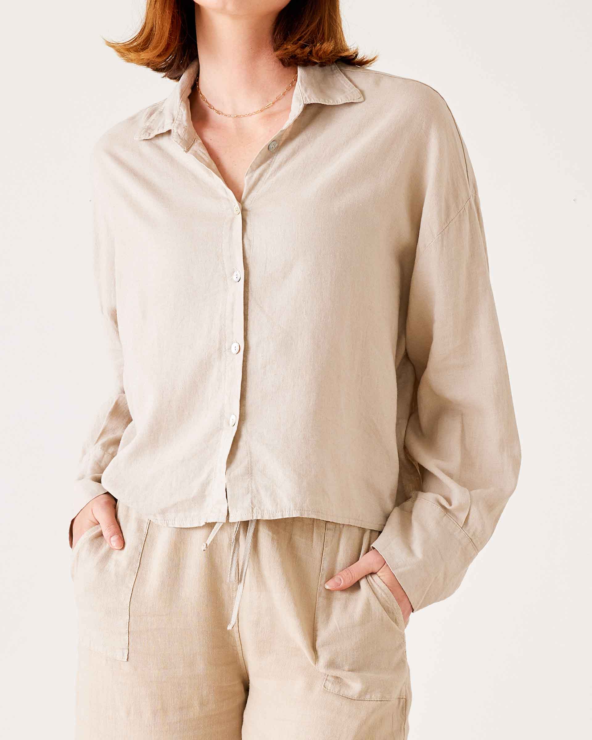 Hermosa Linen Boxy Button Up