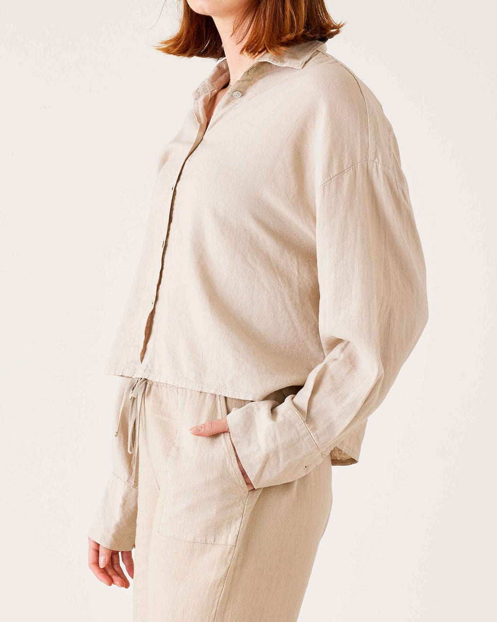 Hermosa Linen Boxy Button Up