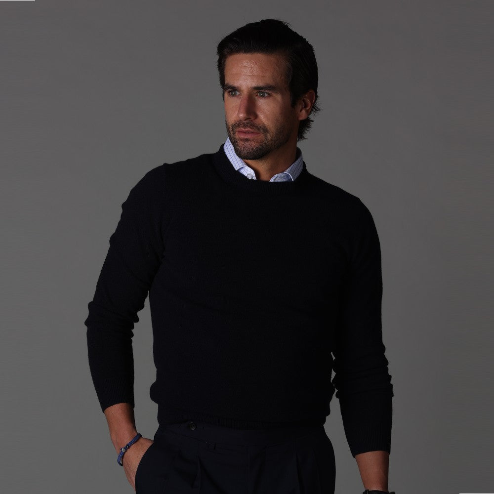 Semi-Spread Collar Polo Thin Blue Check Original