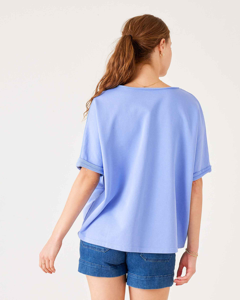 Frenchie Raw Edge V-Neck Sweatshirt