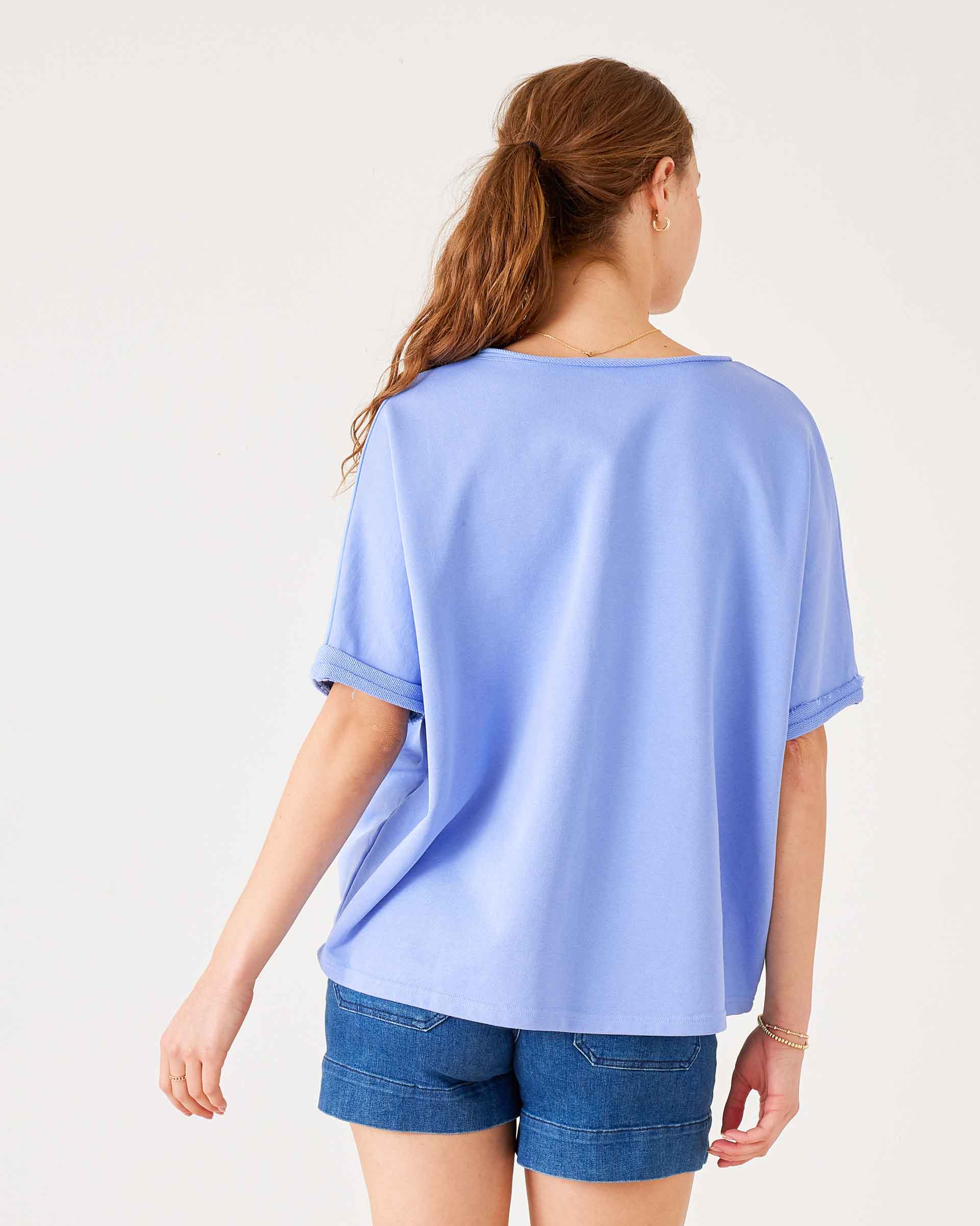 Frenchie Raw Edge V-Neck Sweatshirt