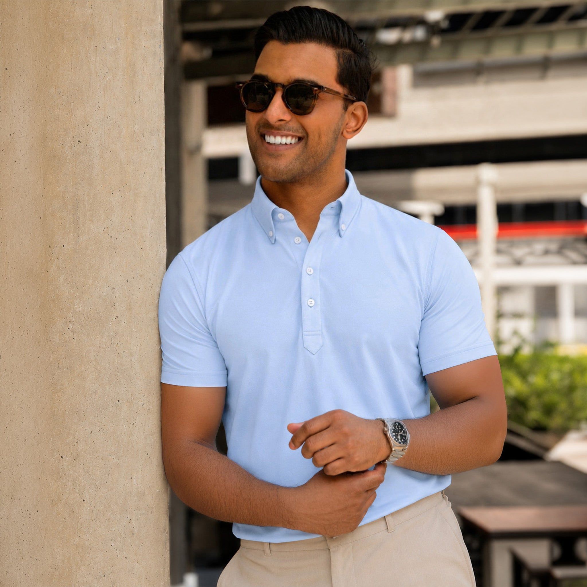 Oxford Button Down Collar Polo Light Blue